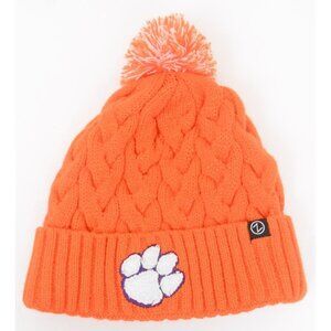 Clemson Tigers Orange Fleece Lined Winter Cuffed Knit Hat Beanie Pom Poms Unisex